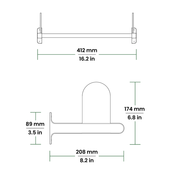 TOUCH Disc Golf Wall Rack Dimensions for 16" Version