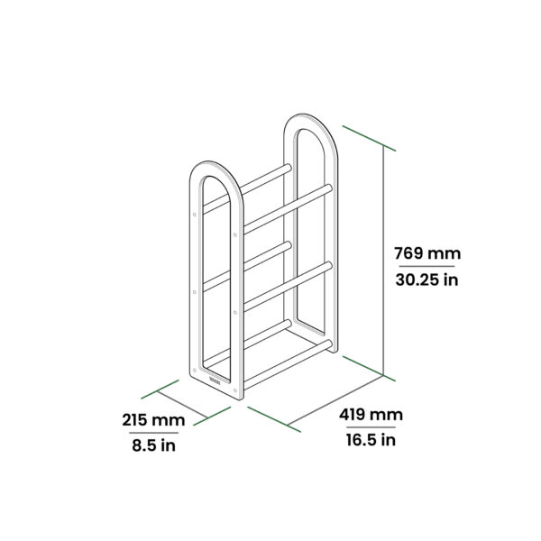 TOUCH Disc Golf Floor Rack Dimensions for 16" Version with 3 levels