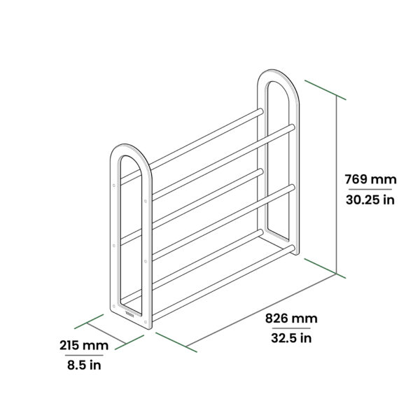 TOUCH Disc Golf Floor Rack Dimensions for 32" Version with 3 levels