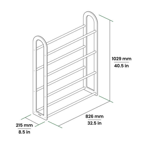 TOUCH Disc Golf Floor Rack Dimensions for 32" Version with 4 levels