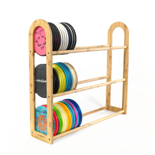 TOUCH Floor Rack - 32" Wide with 3 levels - made out of bamboo, holding various discs